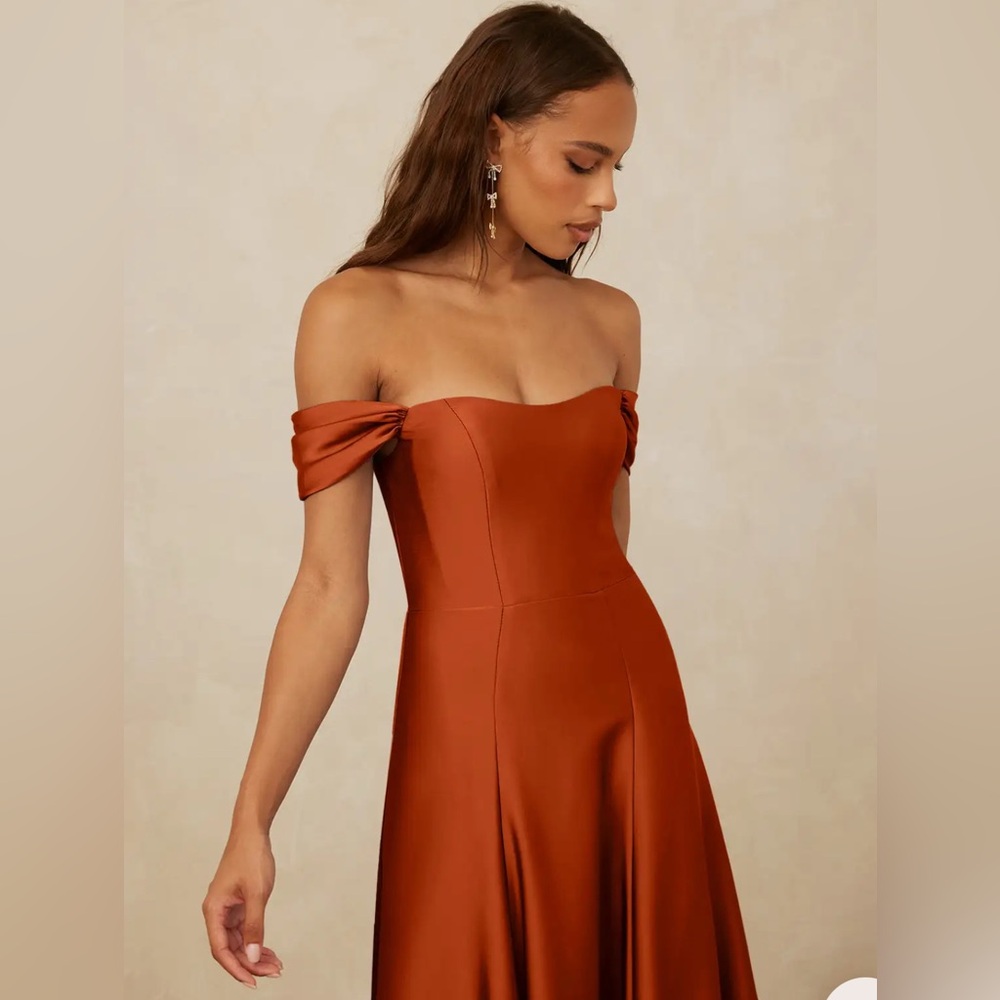 NWT CHRISTIAN SIRIANO FOR AZAZIE 1002 Paprika A-Line Off Shoulder Dress 4 & 6 - Picture 6 of 15